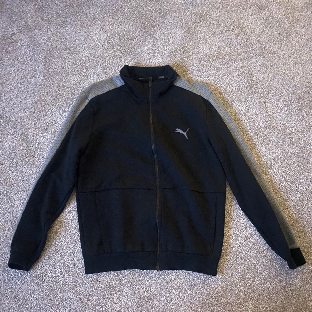 Puma Men's Zip-Up Sweater in Black and Gray